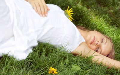 Woman lying in grass
